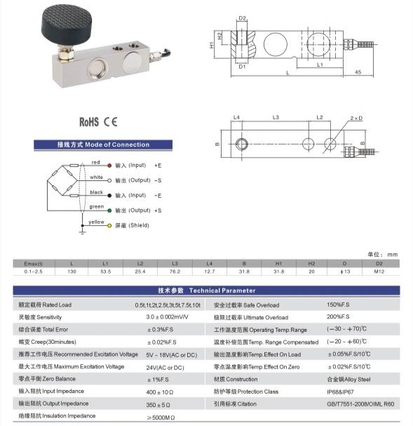 Load cell single point shear beam
